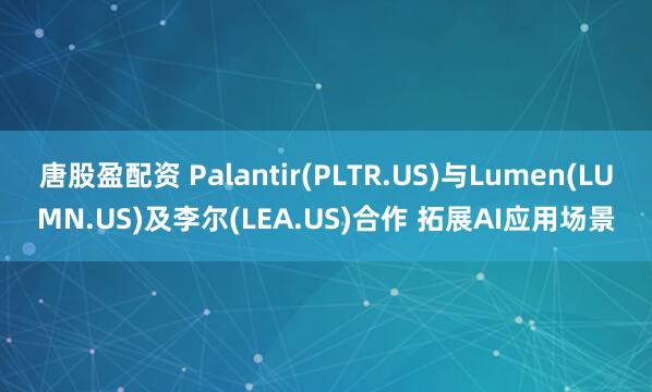 唐股盈配资 Palantir(PLTR.US)与Lumen(LUMN.US)及李尔(LEA.US)合作 拓展AI应用场景