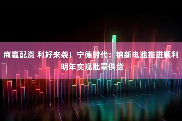 商赢配资 利好来袭！宁德时代：钠新电池推进顺利 明年实现批量供货